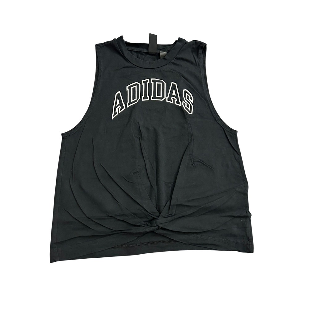 Adidas Graphic Tank Top Womens XS Black Excellent Twisted Knot Muscle Tee